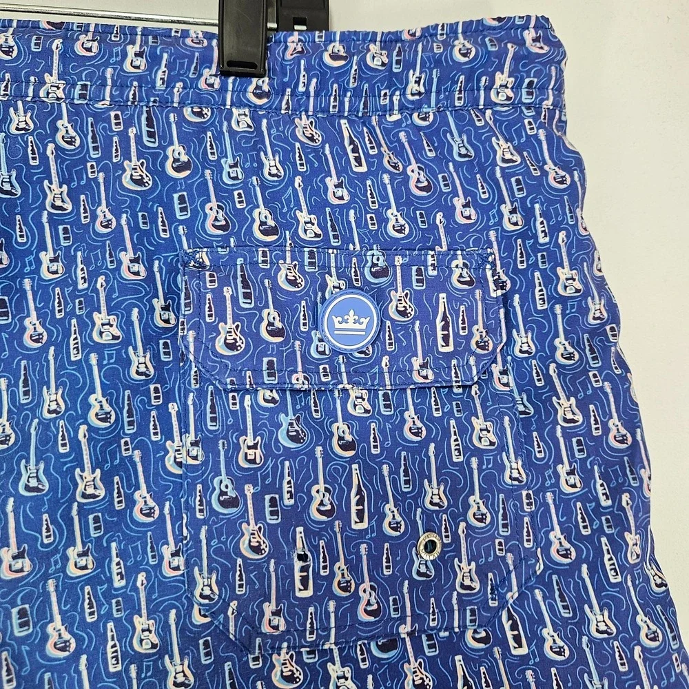 Peter Millar Men's Swimming Shorts Draw String Guitar Print about 2XL‎